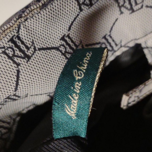 Lauren Ralph Lauren RLL Black and Gray Monogram Two-tone Double-handled Tote Bag - Picture 7 of 7